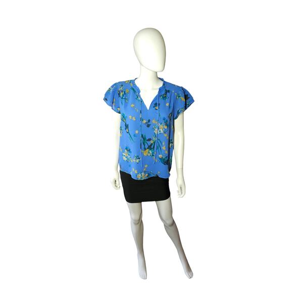 CeCe Women's Tropic Night Island Oasis Flutter Sleeve Blouse Top Size XL NWT - Picture 3 of 6